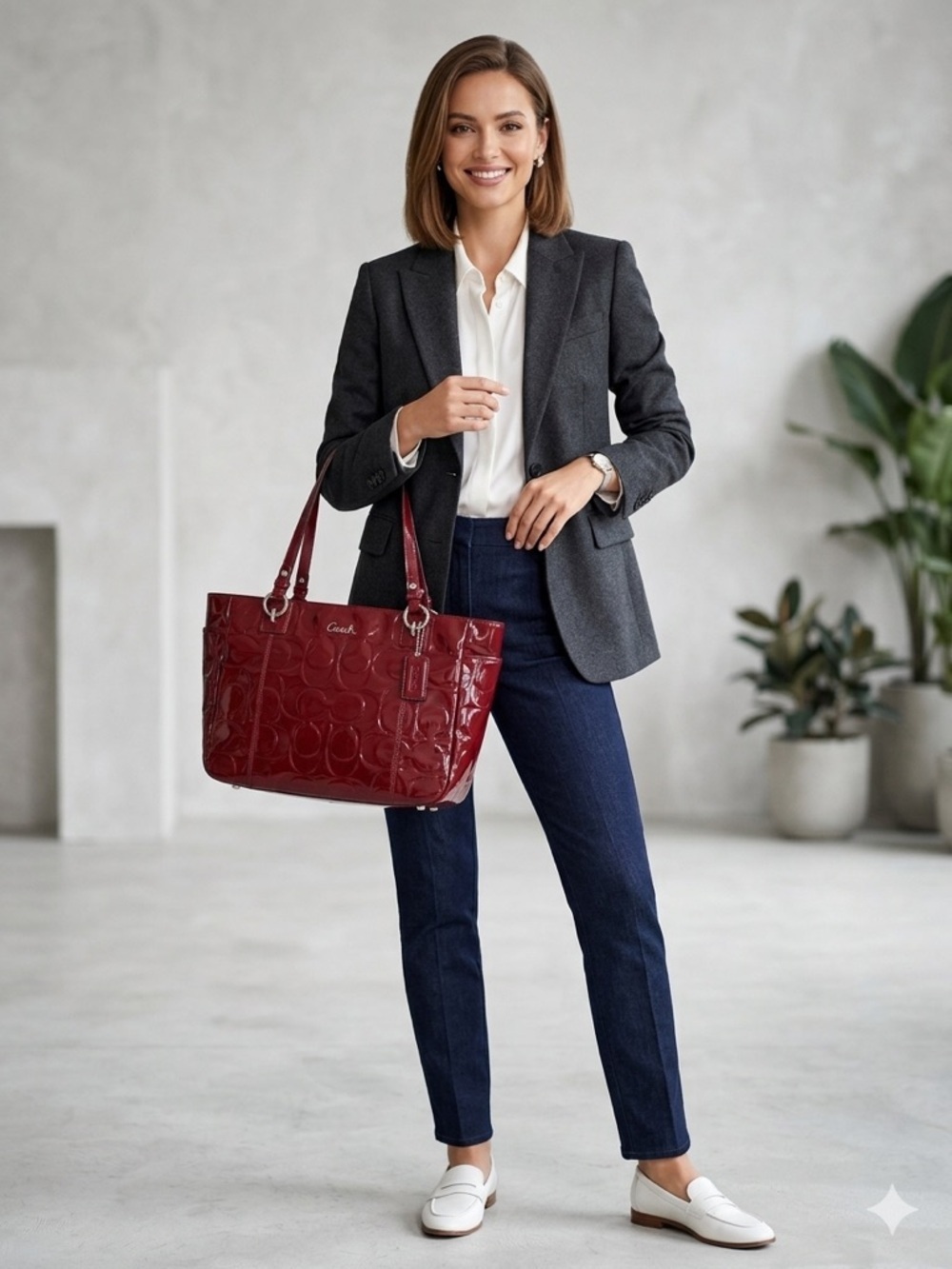 NWT Coach Patent Leather RARE Burgundy Wine Colored City Tote Bag
